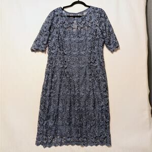 Dress Blue Lace Overlay Straps under Sz 16 EUC Wedding Dressy Formal